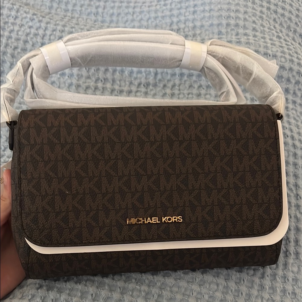 Michael Kors Dark Brown Monogram Crossbody Bag